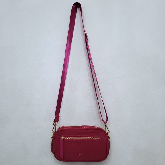 MERSI June Nylon Crossbody Bag in Magenta with Gold Hardware - Picture 2 of 15